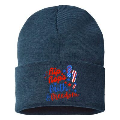 Flip Flops Faith And Freedom Sustainable Knit Beanie