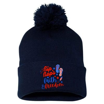 Flip Flops Faith And Freedom Pom Pom 12in Knit Beanie