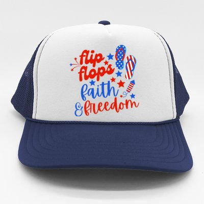 Flip Flops Faith And Freedom Trucker Hat