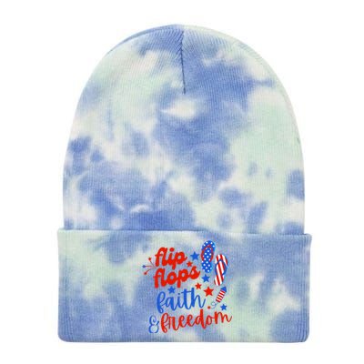 Flip Flops Faith And Freedom Tie Dye 12in Knit Beanie