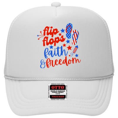 Flip Flops Faith And Freedom High Crown Mesh Back Trucker Hat