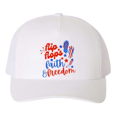 Flip Flops Faith And Freedom Yupoong Adult 5-Panel Trucker Hat