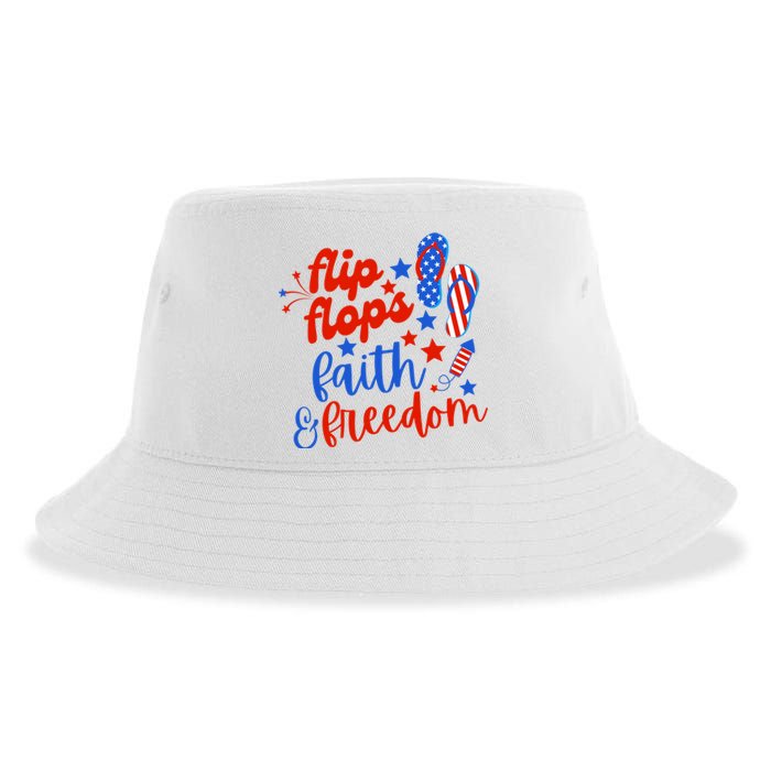 Flip Flops Faith And Freedom Sustainable Bucket Hat