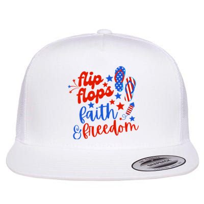 Flip Flops Faith And Freedom Flat Bill Trucker Hat