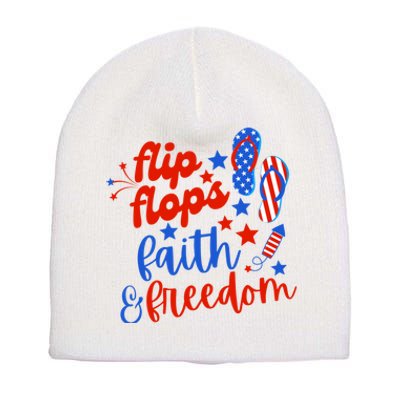 Flip Flops Faith And Freedom Short Acrylic Beanie