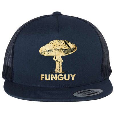 Funguy Funny Fungi Fungus Mushroom Funny Guy Vintage Flat Bill Trucker Hat