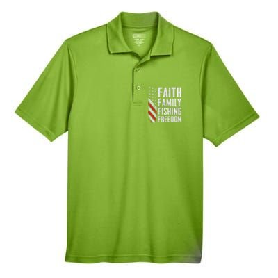 Faith Family Fishing Freedom Funny Bass Fisher Gift Men's Origin Performance Pique Polo