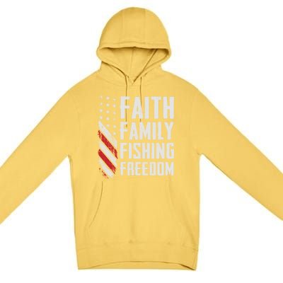 Faith Family Fishing Freedom Funny Bass Fisher Gift Premium Pullover Hoodie