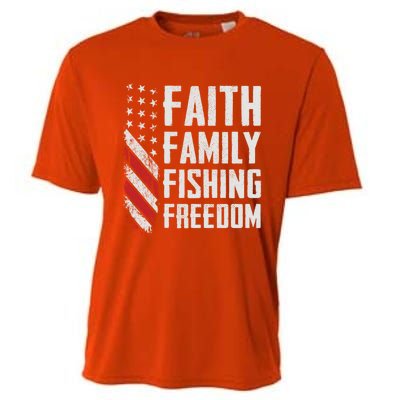 Faith Family Fishing Freedom Funny Bass Fisher Gift Cooling Performance Crew T-Shirt