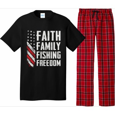 Faith Family Fishing Freedom Funny Bass Fisher Gift Pajama Set