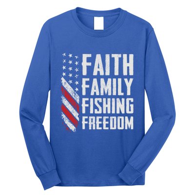 Faith Family Fishing Freedom Funny Bass Fisher Gift Long Sleeve Shirt