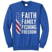 Faith Family Fishing Freedom Funny Bass Fisher Gift Sweatshirt