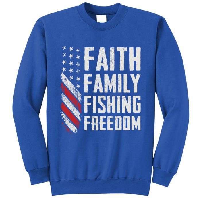 Faith Family Fishing Freedom Funny Bass Fisher Gift Sweatshirt