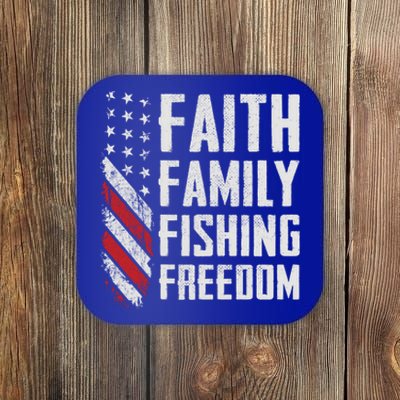 Faith Family Fishing Freedom Funny Bass Fisher Gift Coaster