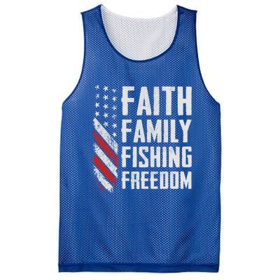 Faith Family Fishing Freedom Funny Bass Fisher Gift Mesh Reversible Basketball Jersey Tank