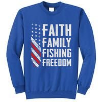 Faith Family Fishing Freedom Funny Bass Fisher Gift Tall Sweatshirt