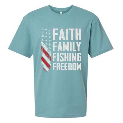 Faith Family Fishing Freedom Funny Bass Fisher Gift Sueded Cloud Jersey T-Shirt