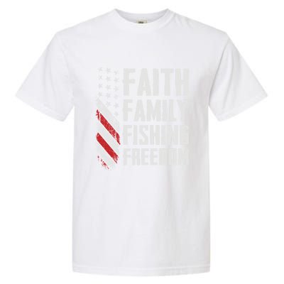 Faith Family Fishing Freedom Funny Bass Fisher Gift Garment-Dyed Heavyweight T-Shirt