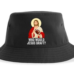 Funny Fantasy Football Who Would Jesus Draft Funny FFL Draft Funny Christians Sustainable Bucket Hat