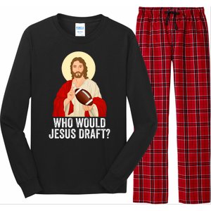 Funny Fantasy Football Who Would Jesus Draft Funny FFL Draft Funny Christians Long Sleeve Pajama Set