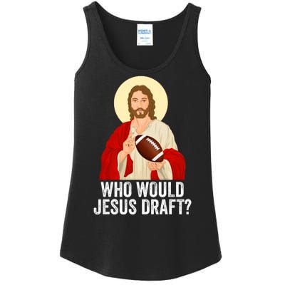 Funny Fantasy Football Who Would Jesus Draft Funny FFL Draft Funny Christians Ladies Essential Tank