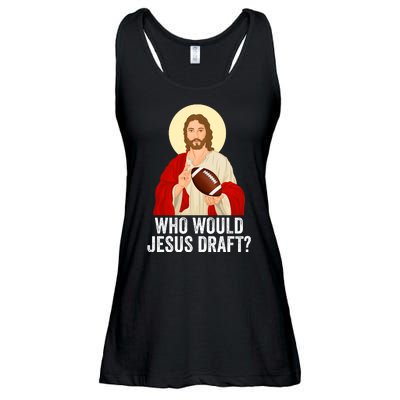 Funny Fantasy Football Who Would Jesus Draft Funny FFL Draft Funny Christians Ladies Essential Flowy Tank