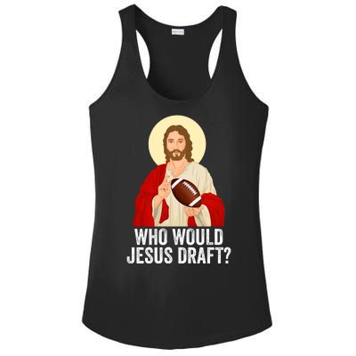 Funny Fantasy Football Who Would Jesus Draft Funny FFL Draft Funny Christians Ladies PosiCharge Competitor Racerback Tank