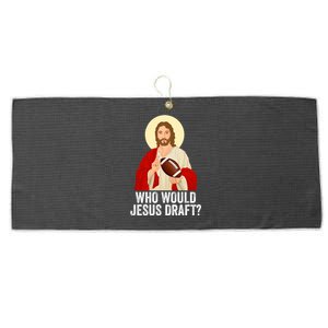 Funny Fantasy Football Who Would Jesus Draft Funny FFL Draft Funny Christians Large Microfiber Waffle Golf Towel