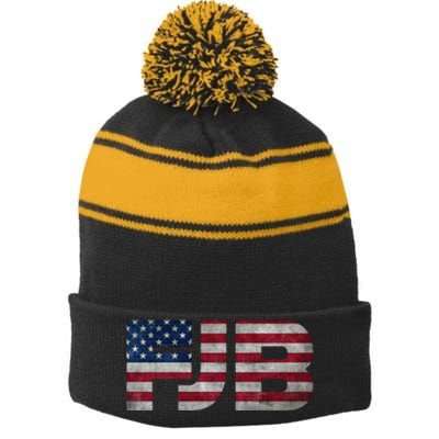 FJB F.Biden F#ck Biden FJB American Flag Stripe Pom Pom Beanie