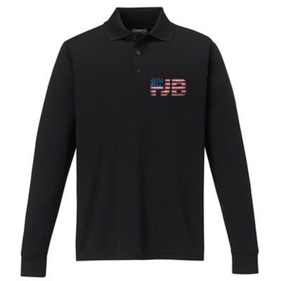 FJB F.Biden F#ck Biden FJB American Flag Performance Long Sleeve Polo