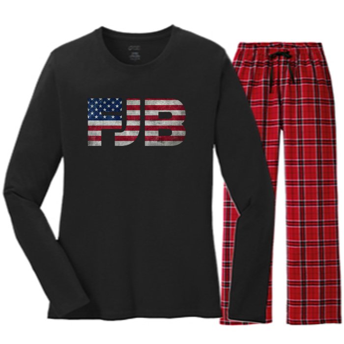 FJB F.Biden F#ck Biden FJB American Flag Women's Long Sleeve Flannel Pajama Set 