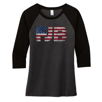 FJB F.Biden F#ck Biden FJB American Flag Women's Tri-Blend 3/4-Sleeve Raglan Shirt