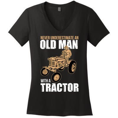 Funny Farmer Farm Tractor Farming Truck Lovers Humor Women's V-Neck T-Shirt