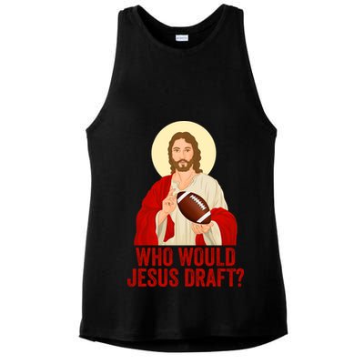 Funny Fantasy Football Who Would Jesus Draft Funny Christians Funny FFL Draft Ladies PosiCharge Tri-Blend Wicking Tank