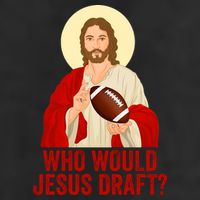 Funny Fantasy Football Who Would Jesus Draft Funny Christians Funny FFL Draft 7 Panel Mesh Trucker Snapback Hat