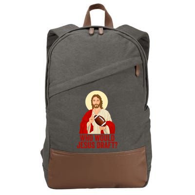 Funny Fantasy Football Who Would Jesus Draft Funny Christians Funny FFL Draft Cotton Canvas Backpack