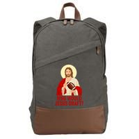 Funny Fantasy Football Who Would Jesus Draft Funny Christians Funny FFL Draft Cotton Canvas Backpack