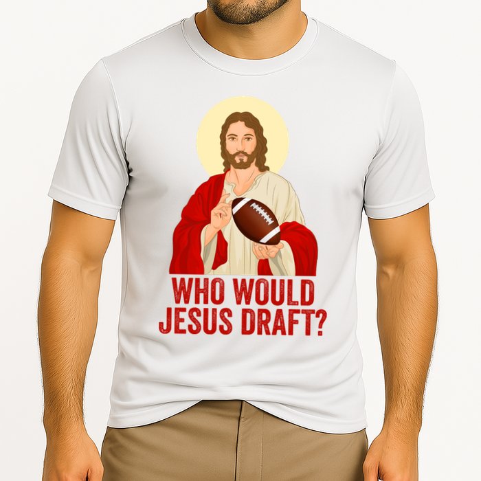 Funny Fantasy Football Who Would Jesus Draft Funny Christians Funny FFL Draft Cooling Performance Crew T-Shirt