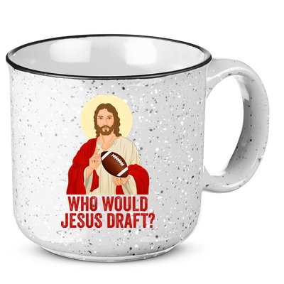Funny Fantasy Football Who Would Jesus Draft Funny Christians Funny FFL Draft 15oz Campfire Ceramic Mug
