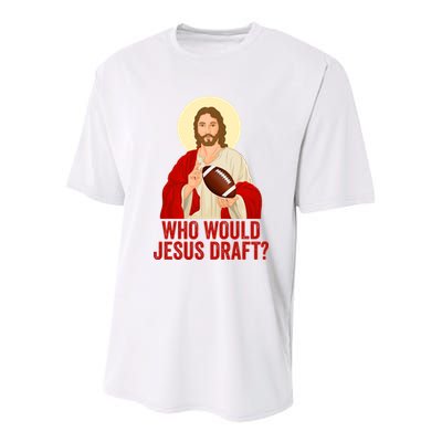 Funny Fantasy Football Who Would Jesus Draft Funny Christians Funny FFL Draft Youth Performance Sprint T-Shirt
