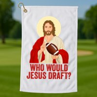 Funny Fantasy Football Who Would Jesus Draft Funny Christians Funny FFL Draft Golf Towel
