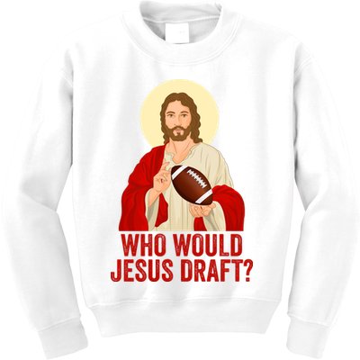 Funny Fantasy Football Who Would Jesus Draft Funny Christians Funny FFL Draft Kids Sweatshirt