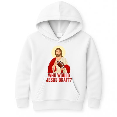 Funny Fantasy Football Who Would Jesus Draft Funny Christians Funny FFL Draft Kids Hoodie