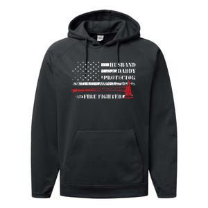 Firefighter Funny Firemen Fire Truck Graphic Performance Fleece Hoodie