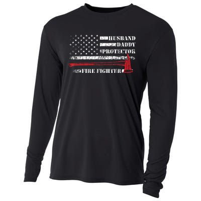 Firefighter Funny Firemen Fire Truck Graphic Cooling Performance Long Sleeve Crew