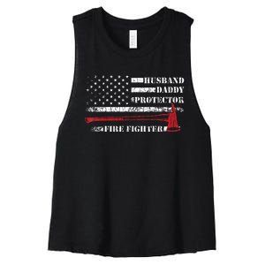 Firefighter Funny Firemen Fire Truck Graphic Women's Racerback Cropped Tank