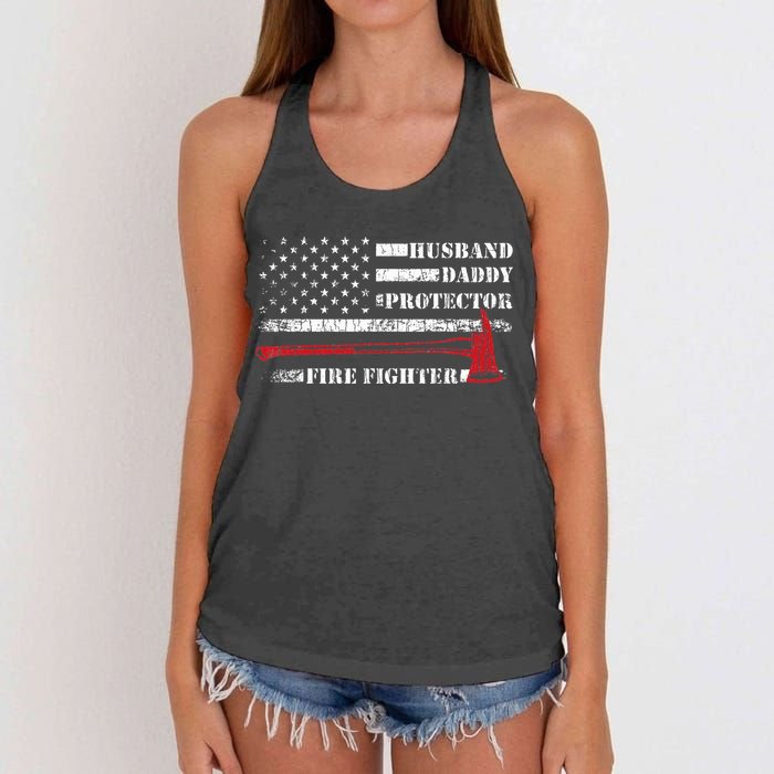 Firefighter Funny Firemen Fire Truck Graphic Women's Knotted Racerback Tank