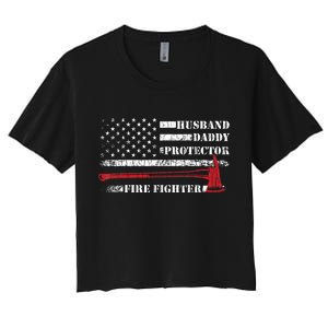 Firefighter Funny Firemen Fire Truck Graphic Women's Crop Top Tee