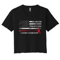 Firefighter Funny Firemen Fire Truck Graphic Women's Crop Top Tee