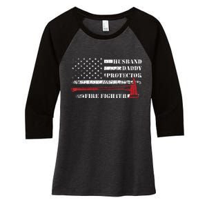 Firefighter Funny Firemen Fire Truck Graphic Women's Tri-Blend 3/4-Sleeve Raglan Shirt